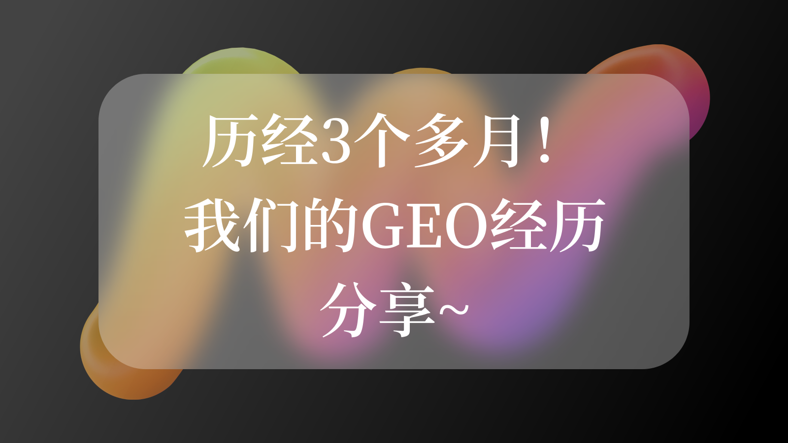 历经3个多月！我们的GEO经历分享~